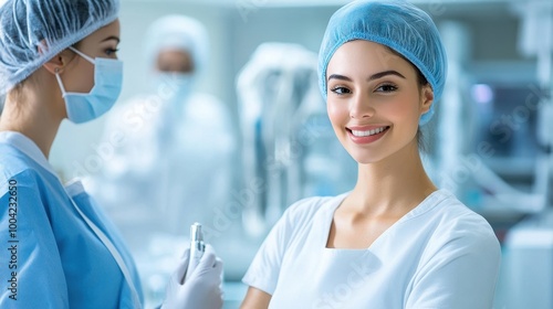 Client smiling after receiving a non-invasive facial treatment in a luxury clinic