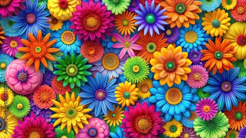 Colorful Abstract Flower Pattern in Vivid Colors for Floral Background Design