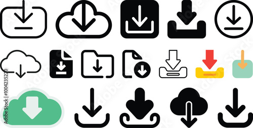 Download files icon set collection