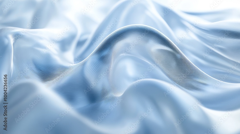 Obraz premium Swirling 3D technology trails form a mesmerizing abstract pattern on a white-light blue background, creating a stunning artistic display of innovation