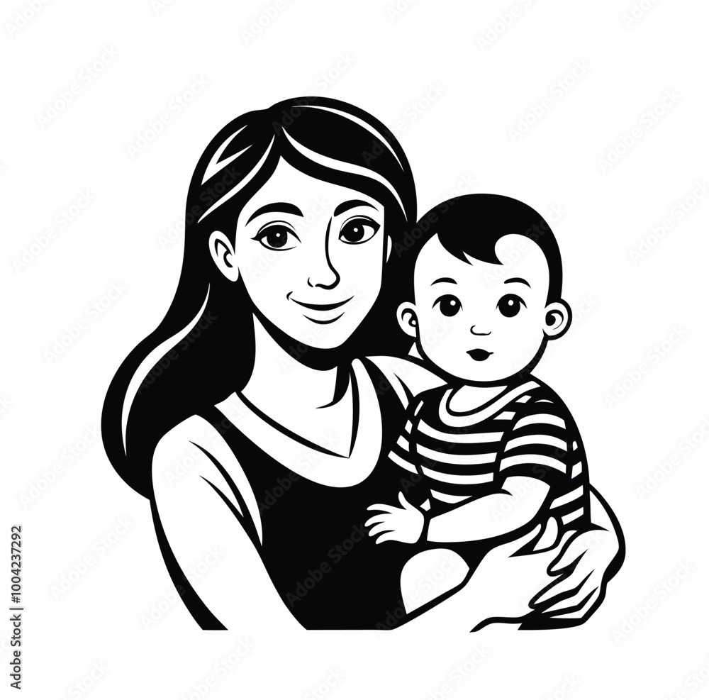 mother-holding-a-child-vector-illustration-vector mother-holding-a-child-vector-illustration-vector