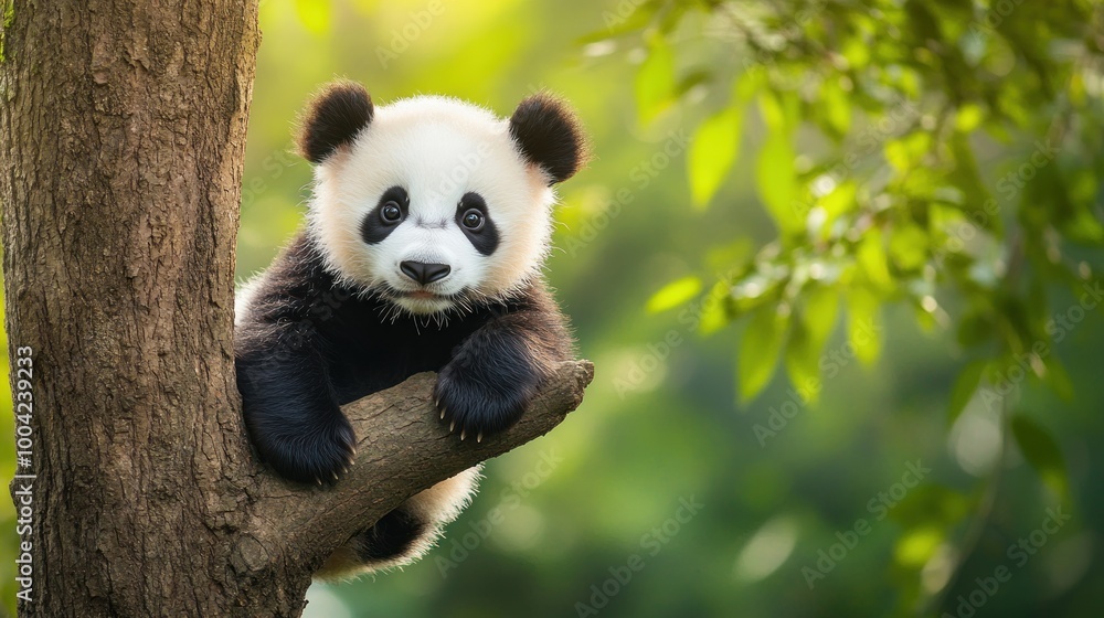 Adorable Panda Cub in a Tree Adorable Panda Cub in a Tree