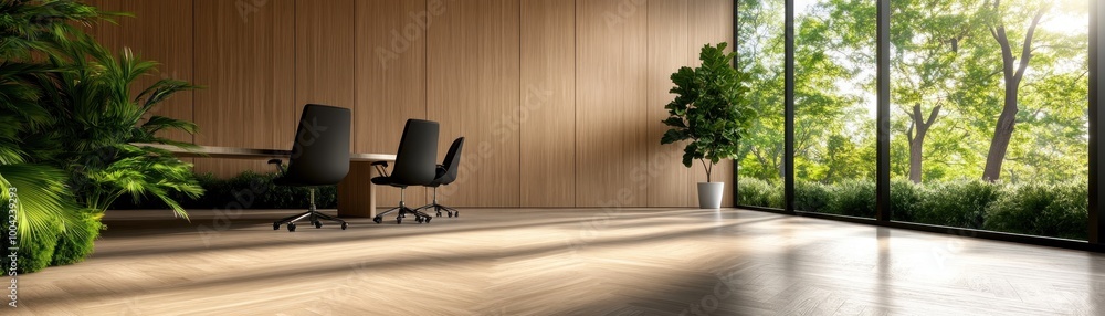 Fototapeta premium Modern Office Design with Natural Light and Plants, Encouraging Collaboration and Teamwork A Bright and Inspiring Workspace Where Colleagues Offer Support and Work Together to Drive Productivity