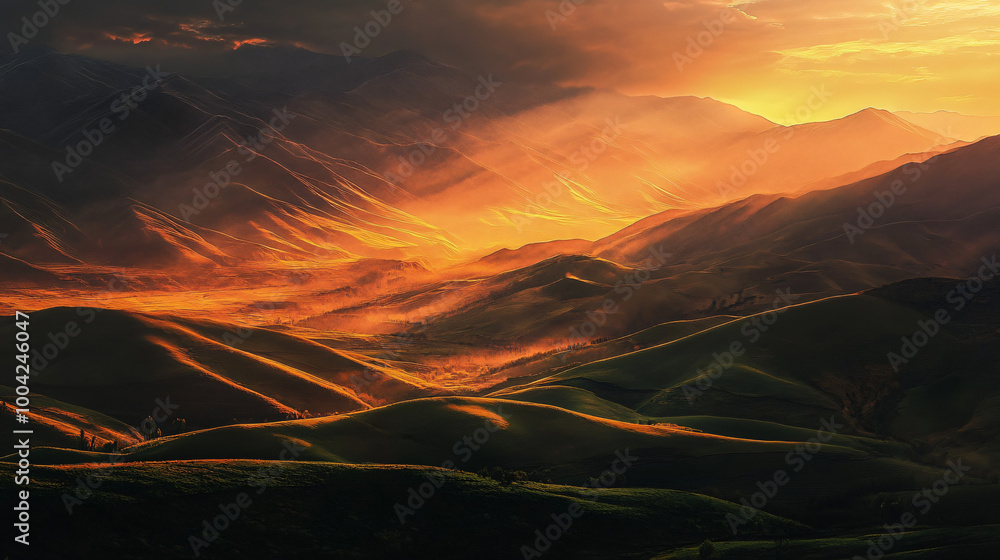 A stunning photograph capturing a serene landscape during the golden hour with vibrant colors. A stunning photograph capturing a serene landscape during the golden hour with vibrant colors.