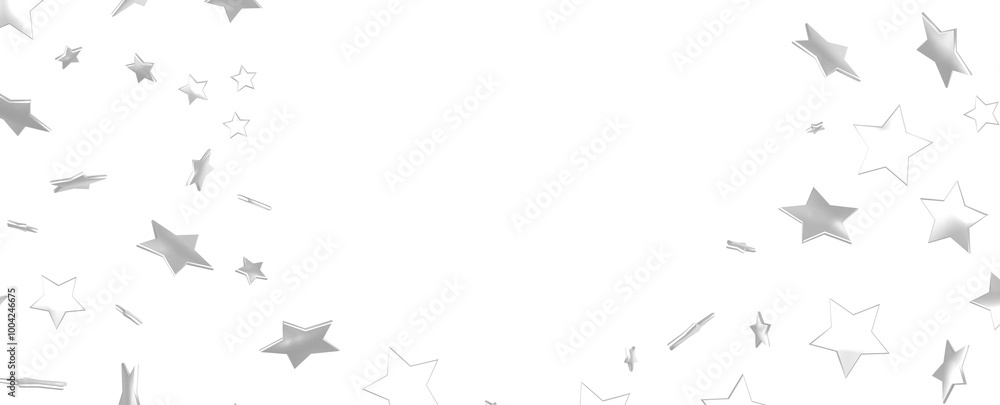 sparkles silver stars on white background with text place- Image