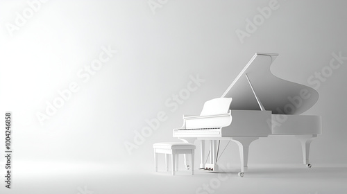 White classic grand piano on a white background