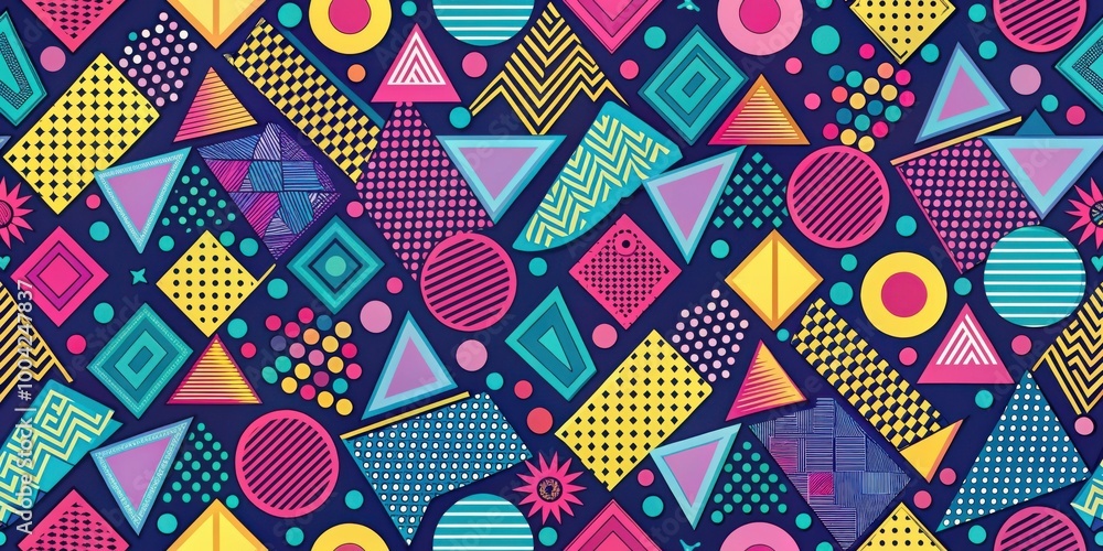 Retro Abstract Seamless Geometric Patterns in 80s 90s Style for Backgrounds and Designs Retro Abstract Seamless Geometric Patterns in 80s 90s Style for Backgrounds and Designs