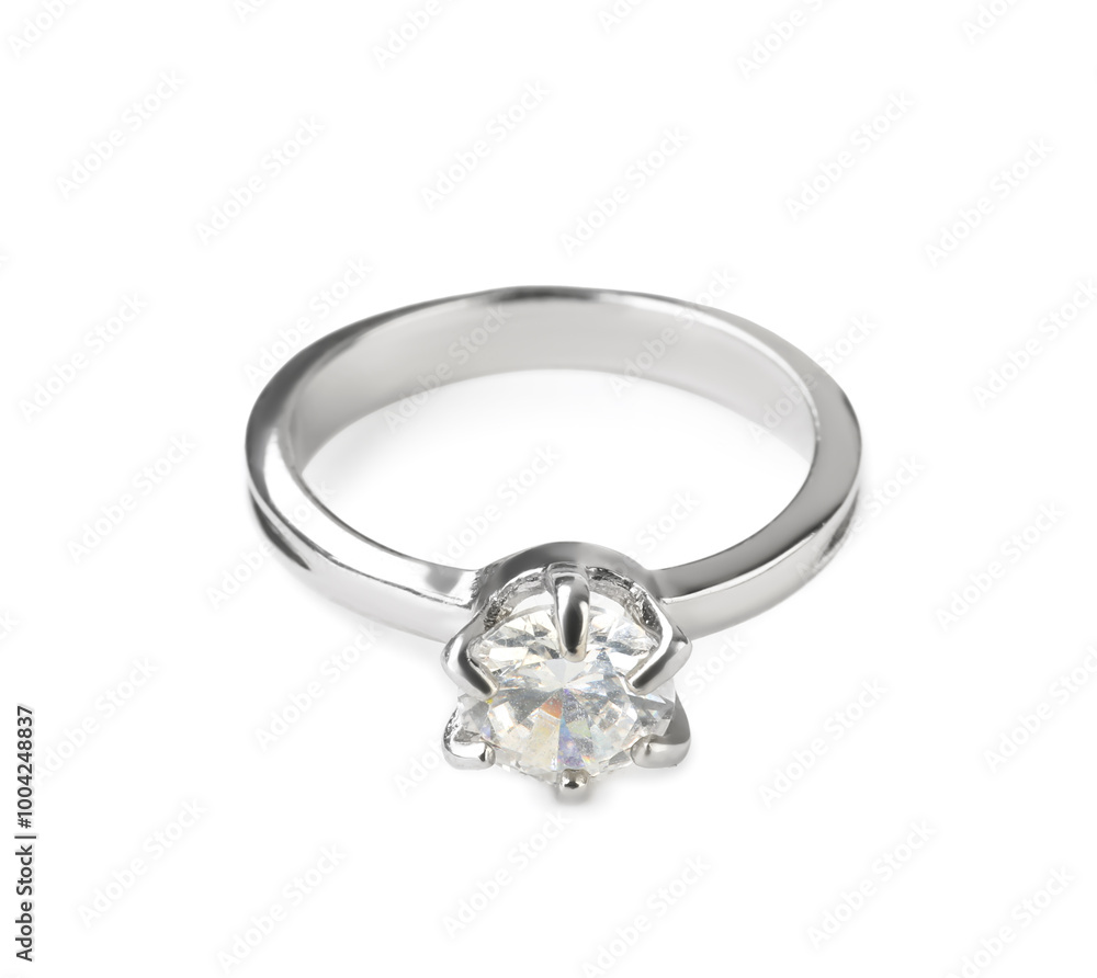Beautiful bijouterie. Stylish ring isolated on white Beautiful bijouterie. Stylish ring isolated on white