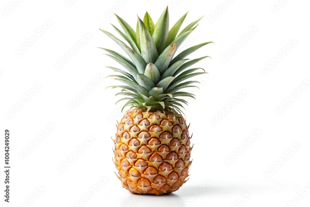 Panoramic ripe pineapple isolated on white with clipping path Panoramic ripe pineapple isolated on white with clipping path