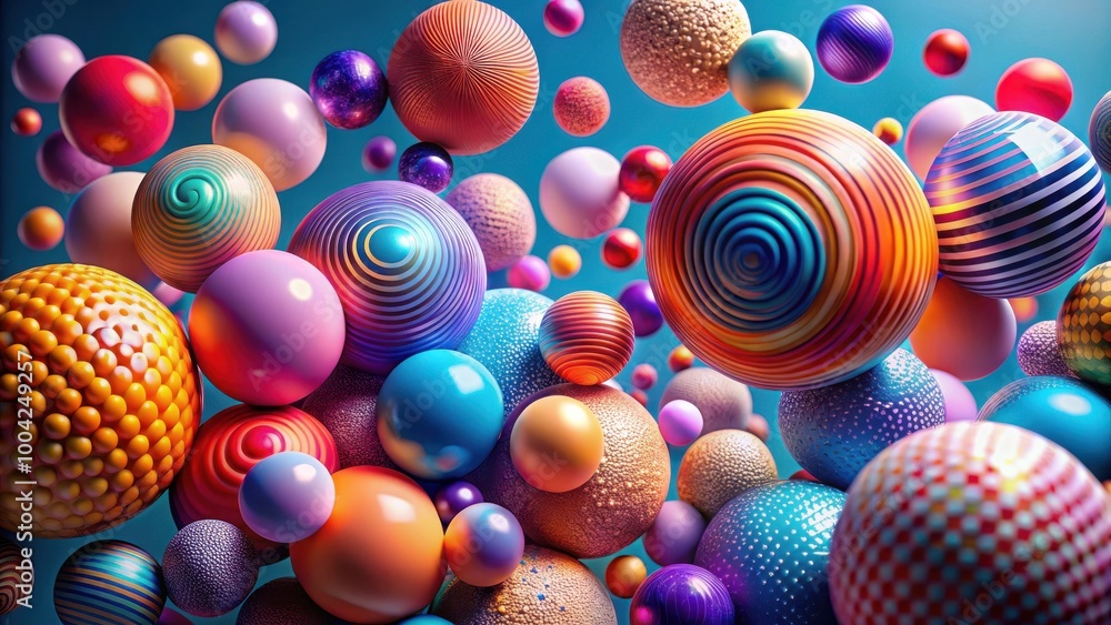 Colorful Spheres and Textured Shapes Playful Dynamic Visual Display Stock Photo Colorful Spheres and Textured Shapes Playful Dynamic Visual Display Stock Photo