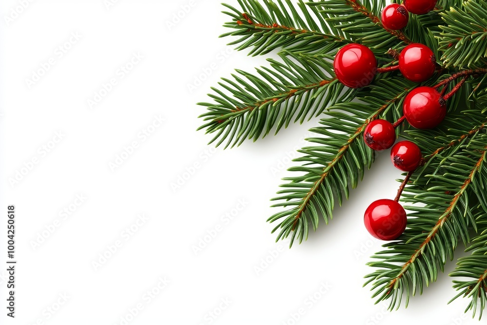 Frame border with transparent background featuring holly fir branches Frame border with transparent background featuring holly fir branches