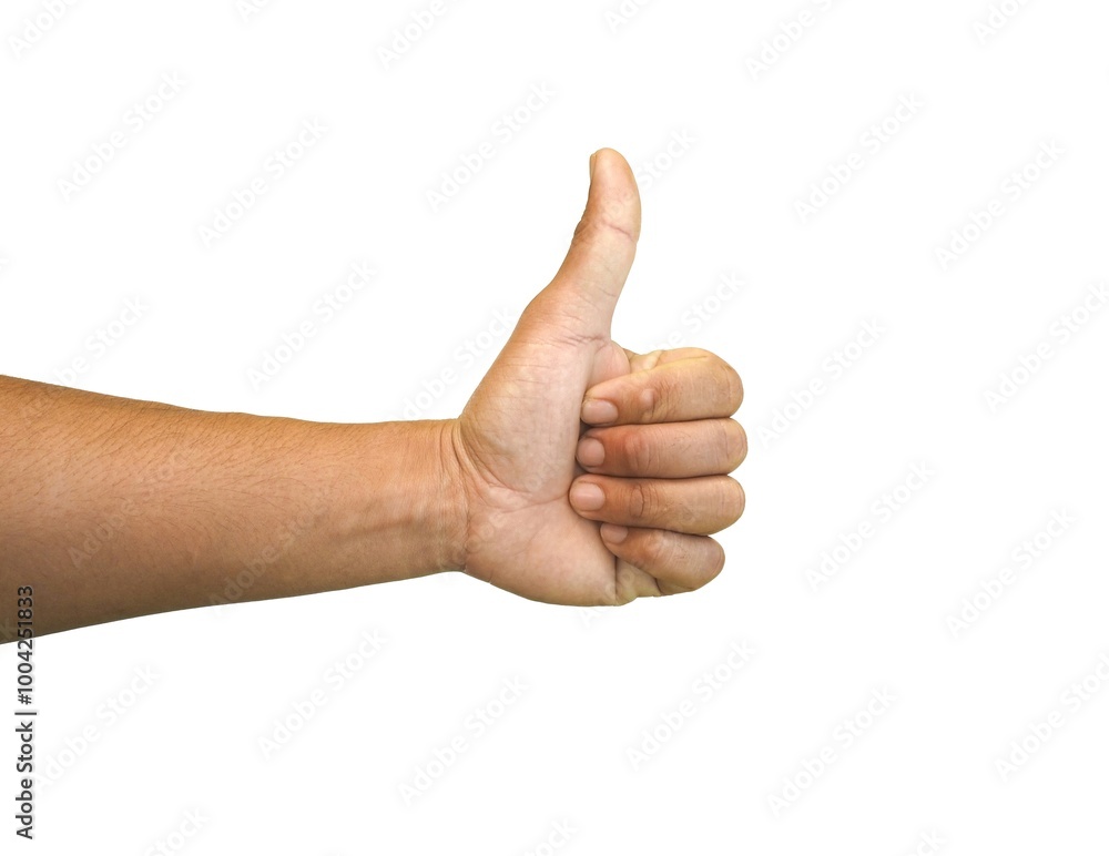 Male hand giving thumbs up isolated on white background, business concept. Male hand giving thumbs up isolated on white background, business concept.