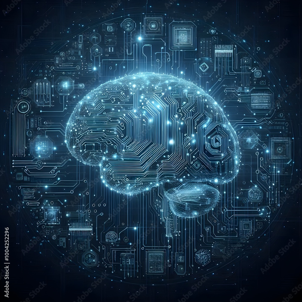 Digital brain. AI and neural networks concept. Digital brain. AI and neural networks concept.