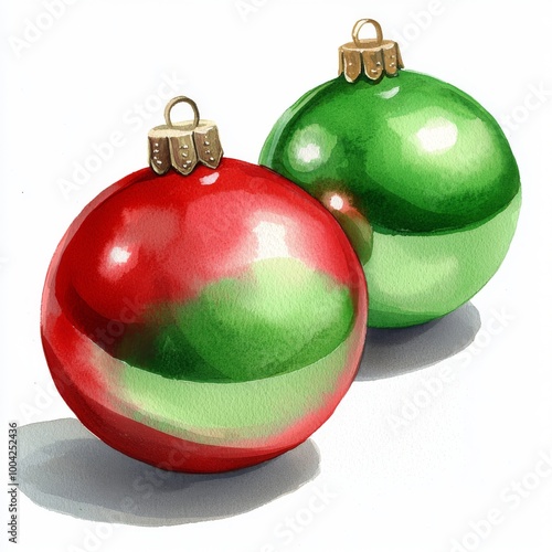 Isolated watercolor Christmas ornament, stock illustration. photo