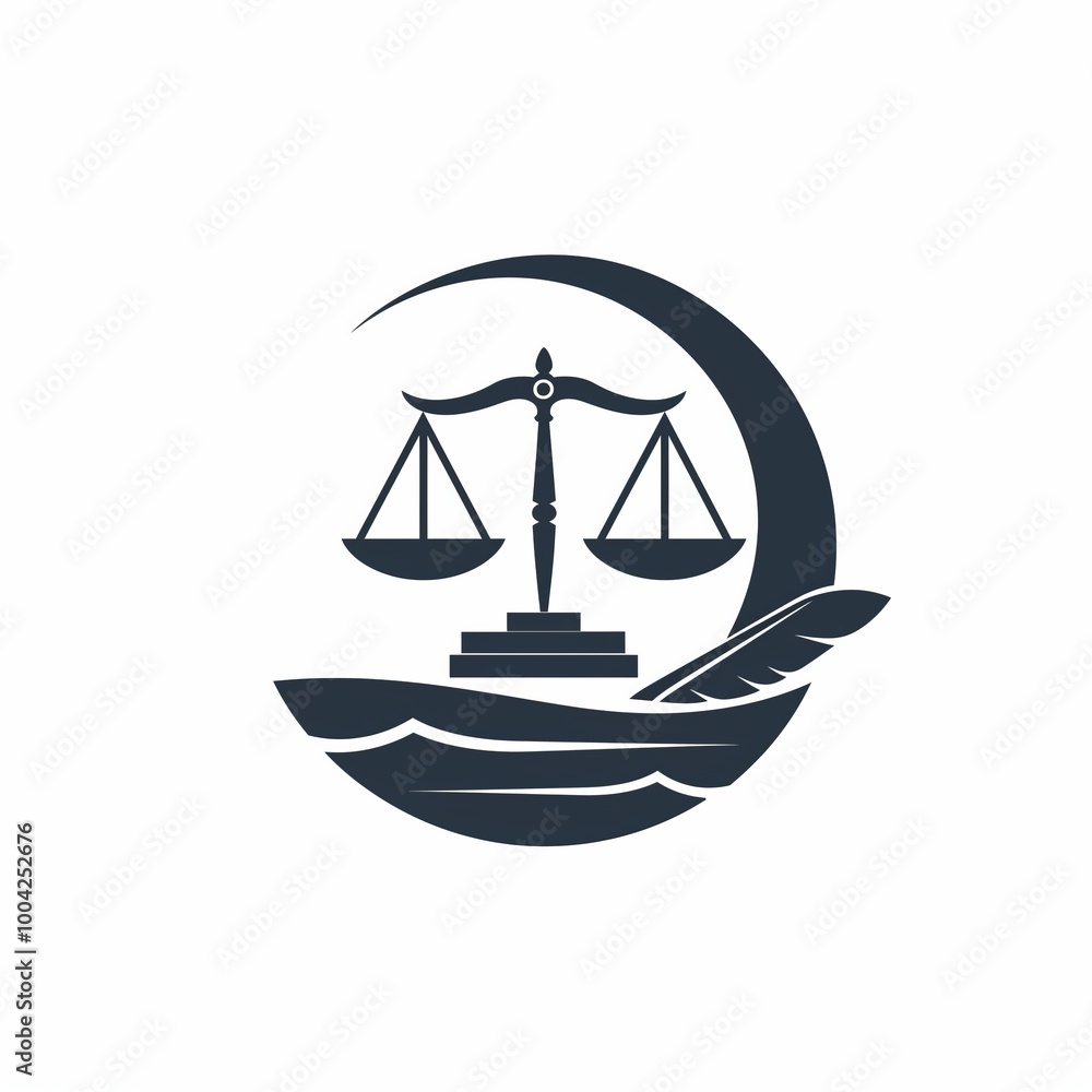 Symbol of Justice With Scales and a Crescent Moon in a Minimalistic Design Symbol of Justice With Scales and a Crescent Moon in a Minimalistic Design