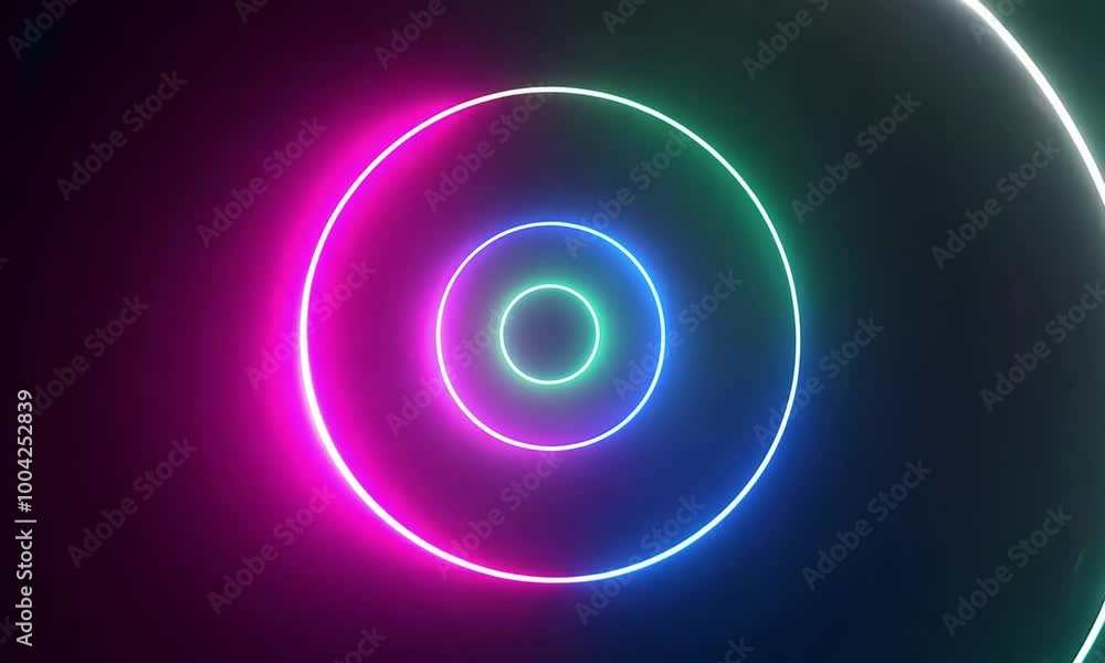 Colorful neon circles glowing in a dark background, futuristic abstract design with vibrant light effects Colorful neon circles glowing in a dark background, futuristic abstract design with vibrant light effects