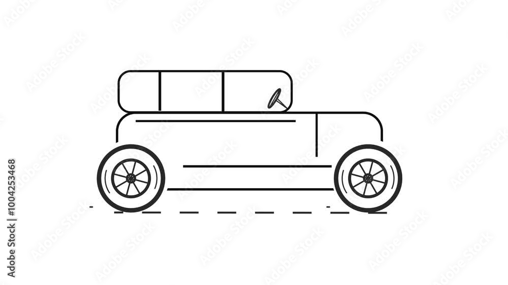 Classic Car Icon Animation on white background. Old Style Vehicle Retro animated line. Classic Car Icon Animation on white background. Old Style Vehicle Retro animated line.
