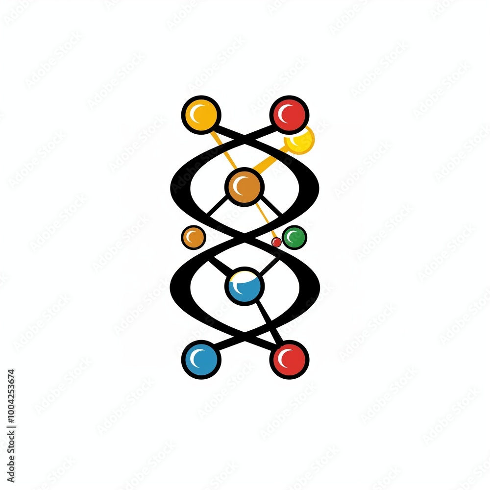 Obraz premium Abstract Representation of Molecular Structures With Colorful Spheres and Intertwining Lines