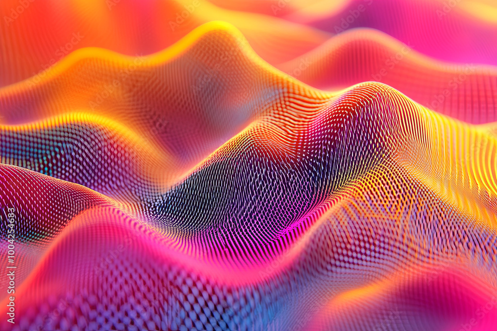 Wavy lines in a holographic gradient, symbolizing the blending of diverse data Wavy lines in a holographic gradient, symbolizing the blending of diverse data