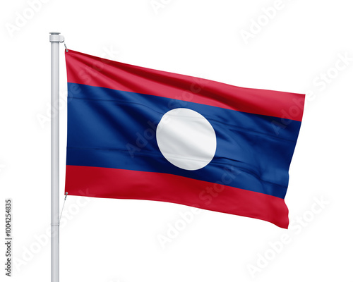 Laos national flag on white background. Free Download Laos national flag on white background. - GFXLoad