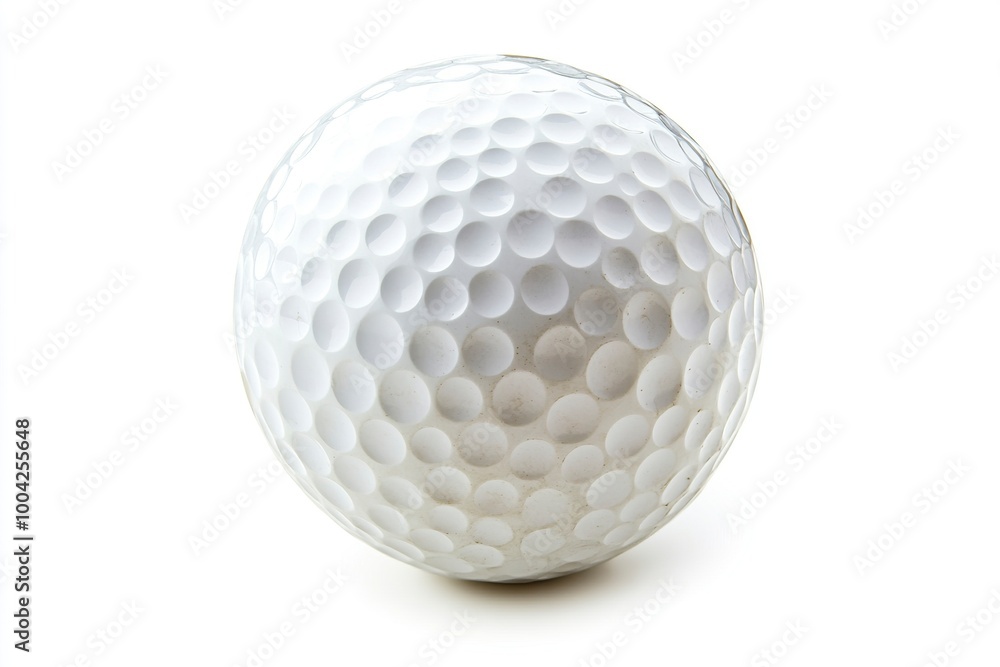 Close up of a golf ball isolated on white background .generative ai Close up of a golf ball isolated on white background .generative ai
