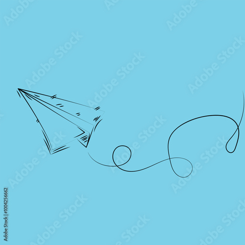 Paper airplane Related vector linear icons on blue background