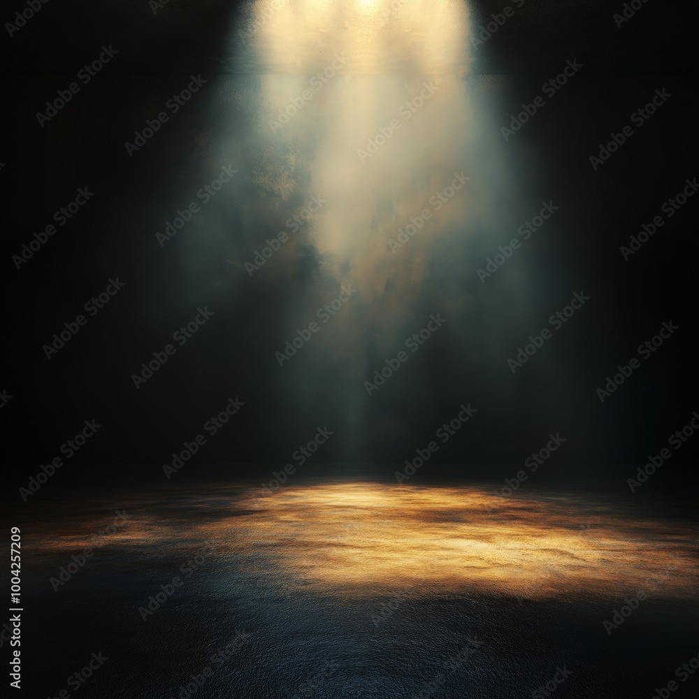 Fototapeta premium Empty stage illuminated by a single spotlight