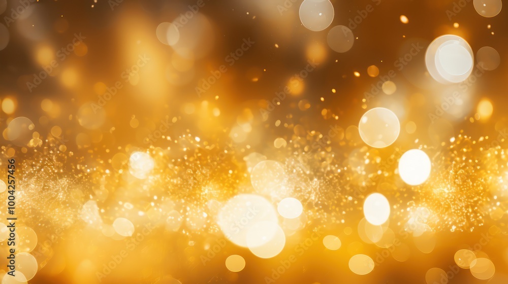 Golden, Yellow Bokeh Lights Effect. Blurred Background. Elegant Abstract Defocused Light Dots on Warm Glowing Backdrop. Holiday concept Golden, Yellow Bokeh Lights Effect. Blurred Background. Elegant Abstract Defocused Light Dots on Warm Glowing Backdrop. Holiday concept
