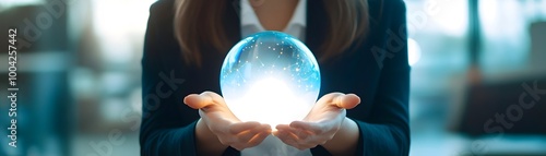 Businesswoman Holding Glowi...