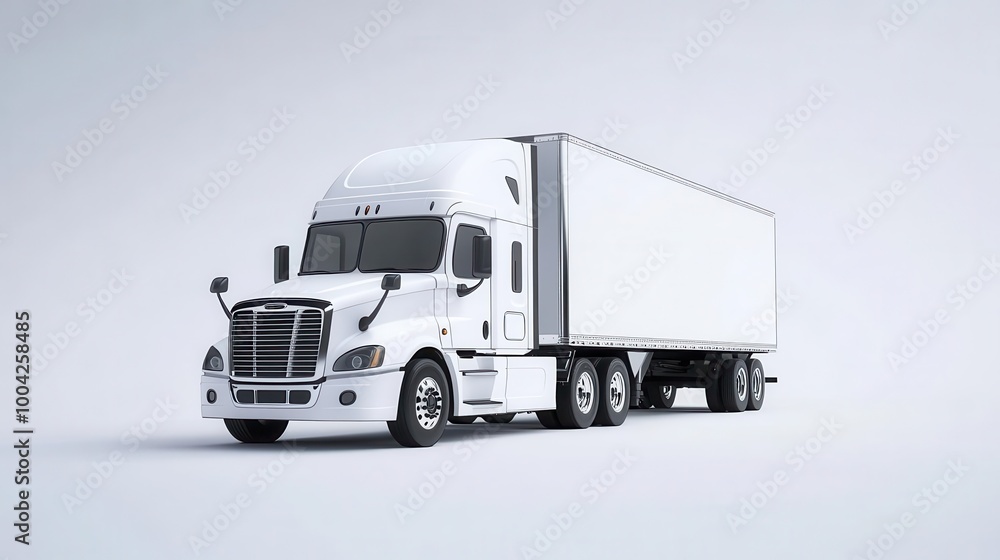 sleek white commercial truck isolated on a plain background, showcasing its modern design, aerodynamic features, and clean lines. perfect for showcasing logistics and transportation services. sleek white commercial truck isolated on a plain background, showcasing its modern design, aerodynamic features, and clean lines. perfect for showcasing logistics and transportation services.