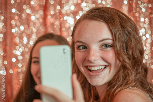 Selfie in a photo booth photo