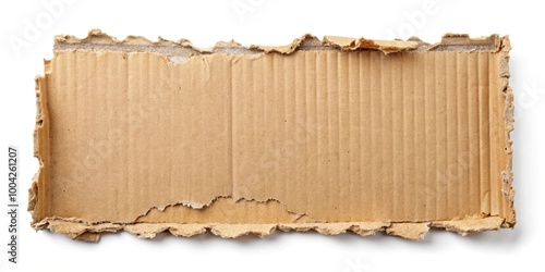 Part of cardboard box with torn edges and paper isolated on white background photo