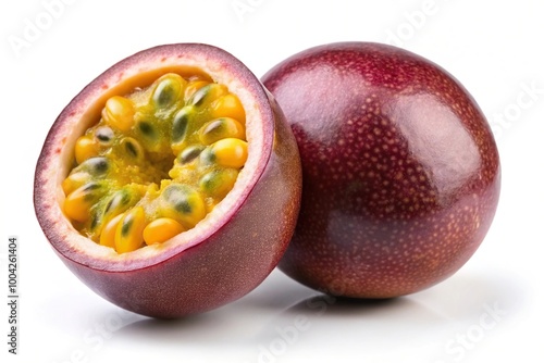 Passionfruit with mixed pulp isolated on white background