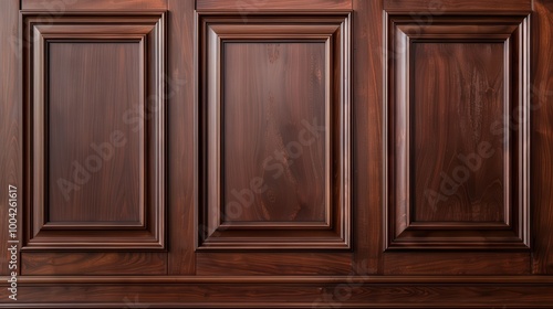 Elegant mahogany wood paneling enhancing a luxurious interior, rich textures and deep hues create a warm, inviting atmosphere, perfect for sophisticated spaces