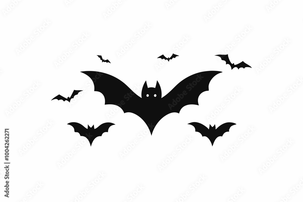 Naklejka premium Happy Halloween Minimalist Poster Featuring Stylish Bat Vector Design 