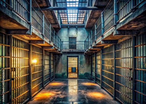 Wallpaper Mural Dark and Gritty Jail Cell Background with Metal Bars and Concrete Walls for Creative Projects Torontodigital.ca