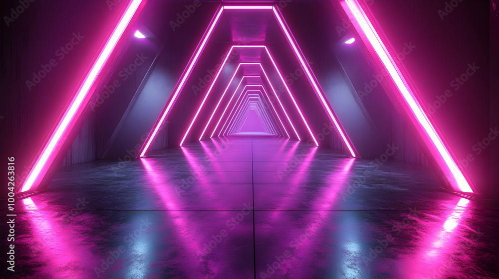Neon Lights Tunnel - 3D Illustration Neon Lights Tunnel - 3D Illustration