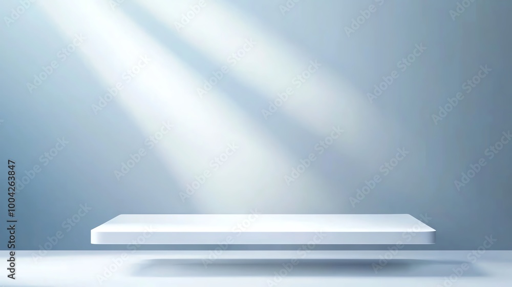 A minimalist display platform illuminated by soft light, perfect for showcasing products or art in a serene environment. A minimalist display platform illuminated by soft light, perfect for showcasing products or art in a serene environment.