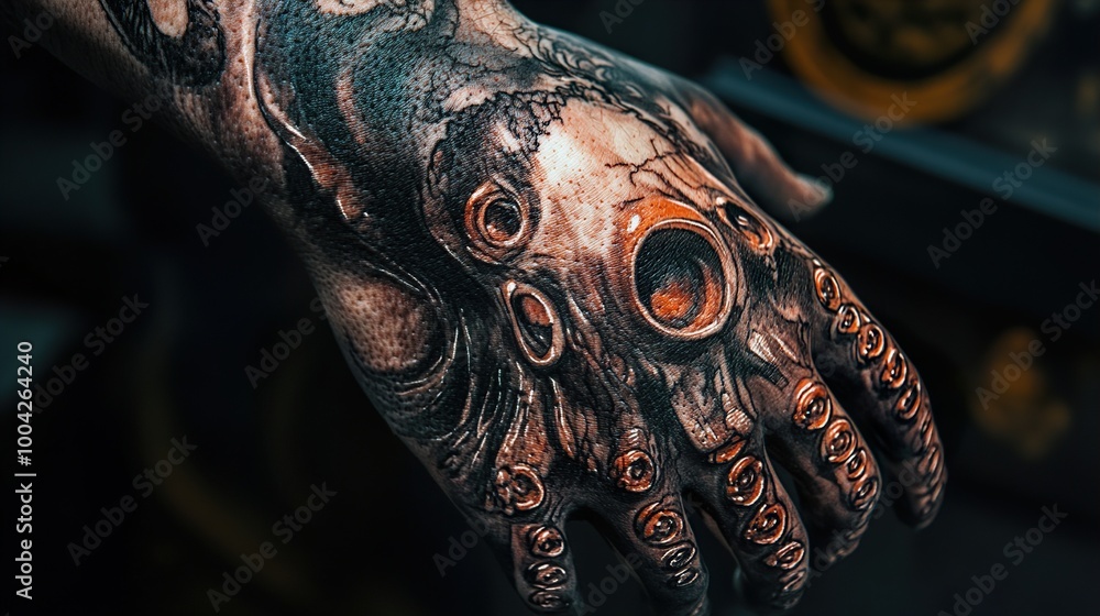 Detailed Black and White Skull Tattoo on Hand Detailed Black and White Skull Tattoo on Hand
