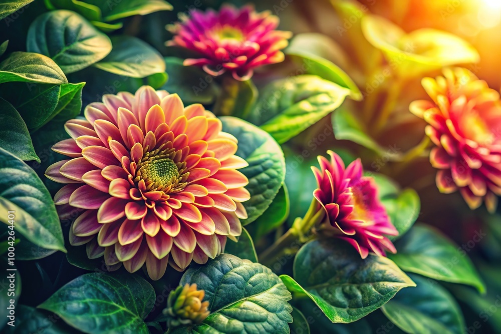 Pattern featuring a Depth of Field flower and leaf design background Pattern featuring a Depth of Field flower and leaf design background