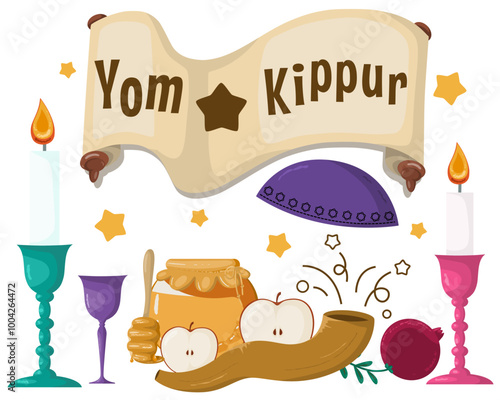 Yom Kippur Day Celebration Vector Illustration Hand Drawn