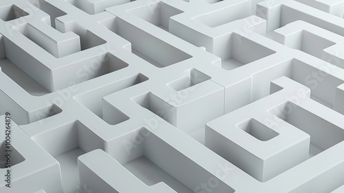 Wallpaper Mural A close-up view of a complex white maze, highlighting its intricate paths and designs. Perfect for conceptual imagery. Torontodigital.ca