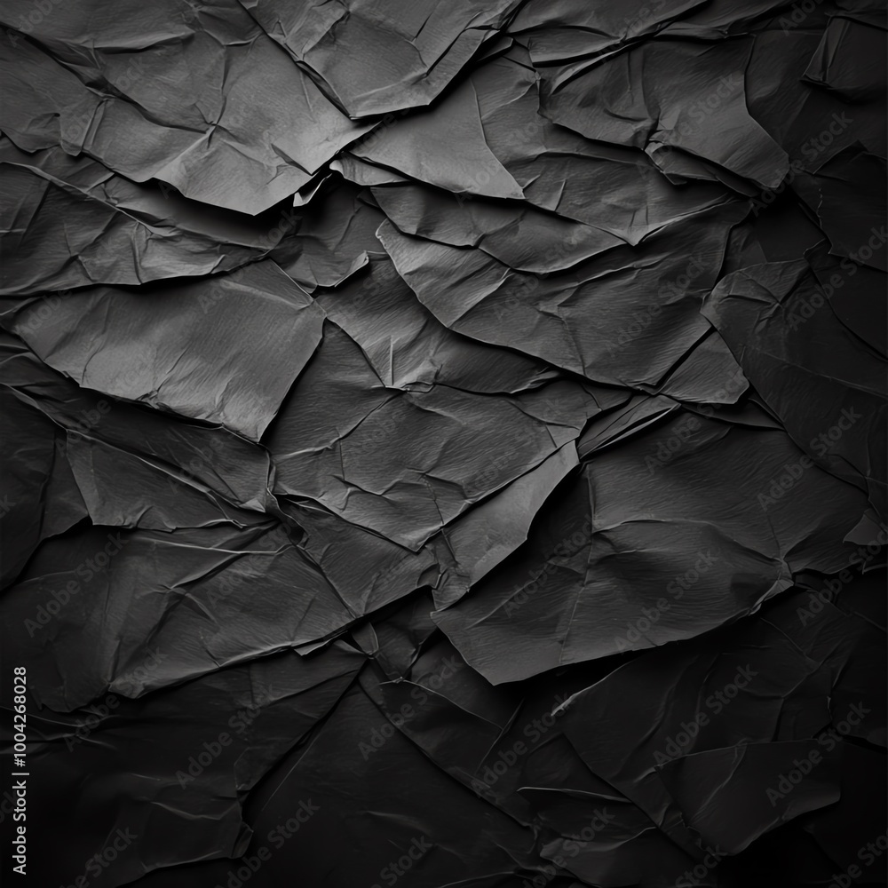 Textured black crumpled paper background, ideal for artistic designs, photography, and creative projects. Textured black crumpled paper background, ideal for artistic designs, photography, and creative projects.