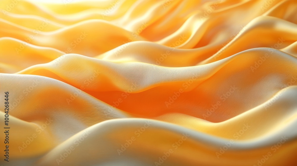 Golden silk fabric close-up with smooth Golden silk fabric close-up with smooth