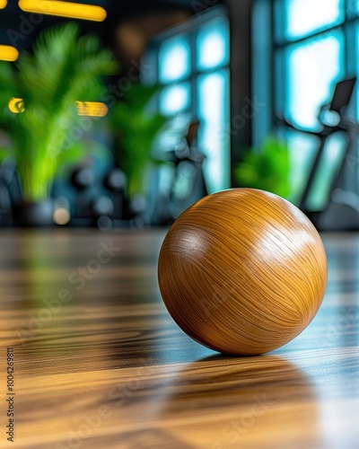 Wooden Ball in Modern Gym Environment