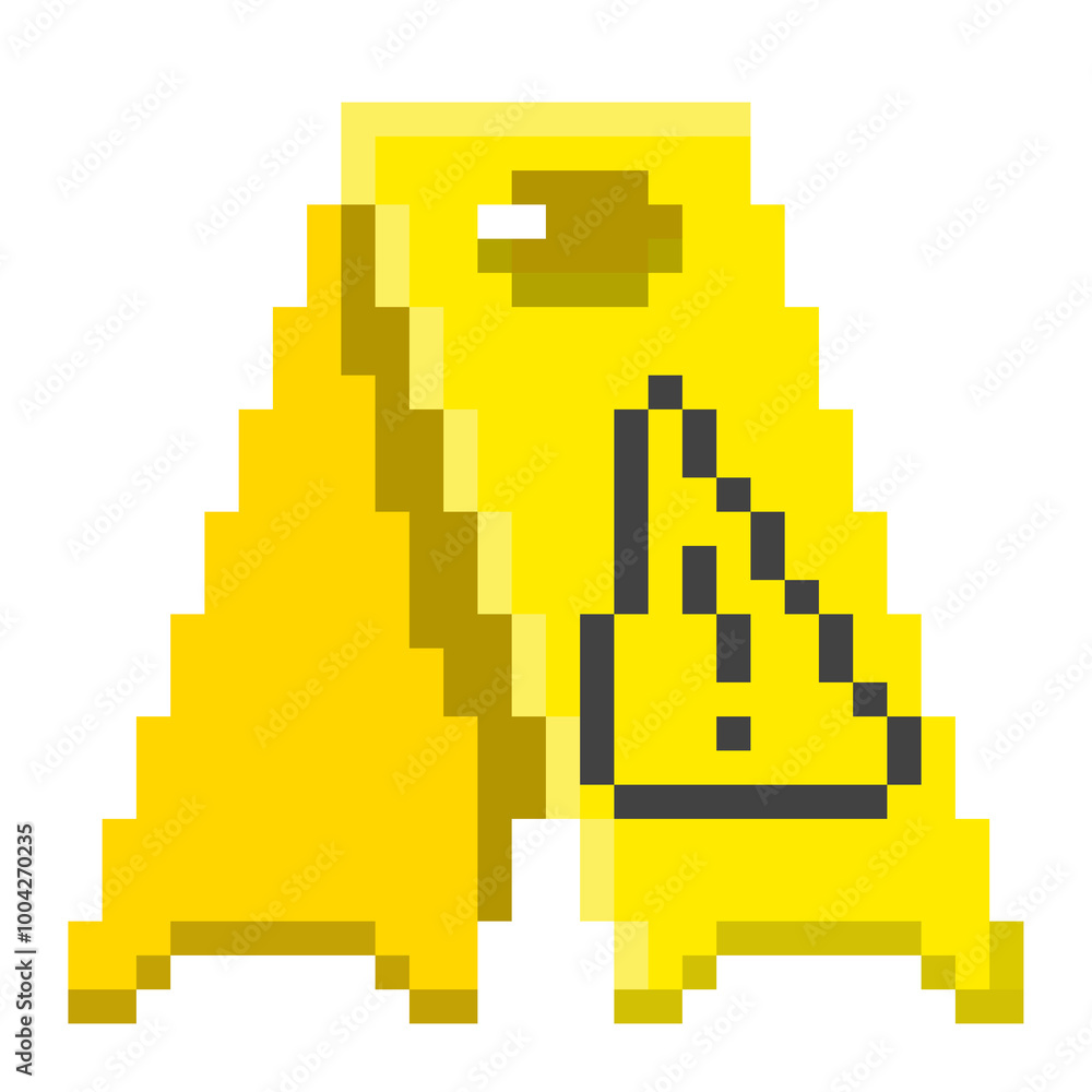 Fototapeta premium Caution Wet Floor Sign Pixel Art