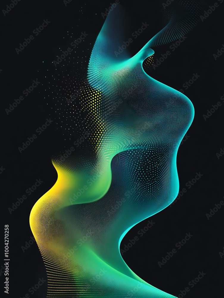 Abstract colorful waves flowing gently in dark background, creating a sense of motion and tranquility. Abstract colorful waves flowing gently in dark background, creating a sense of motion and tranquility.