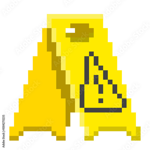 Caution Wet Floor Sign Pixel Art