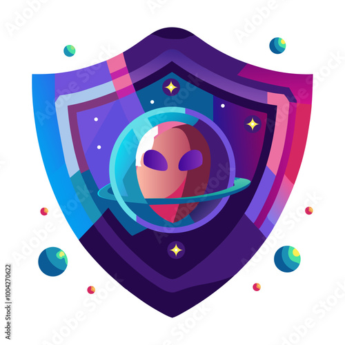 Alien protection icon in flat style 