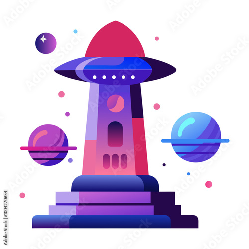 Space portal icon in flat style 